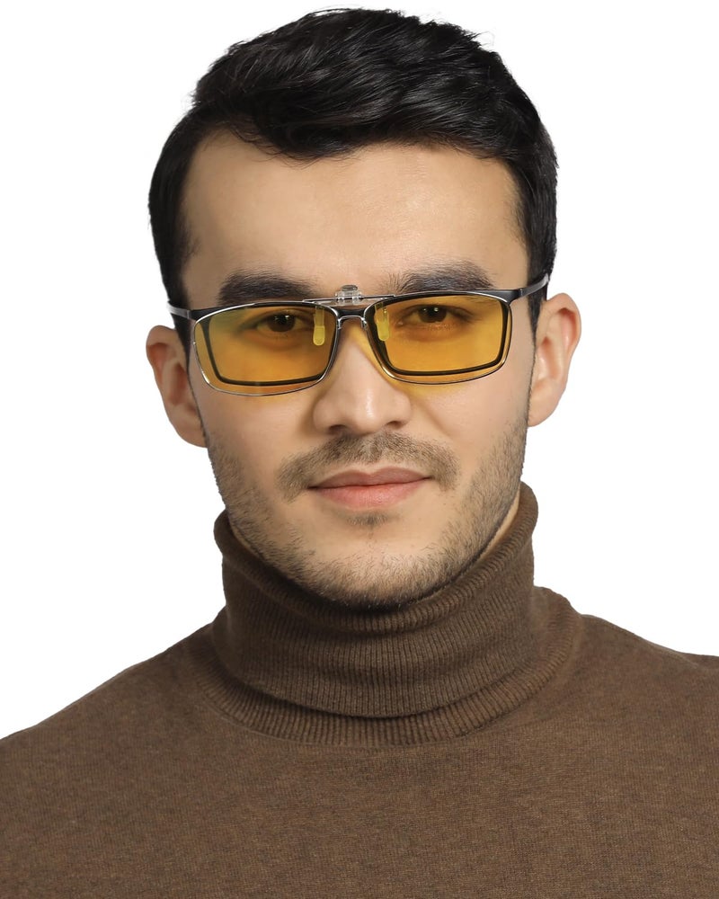 LUFF 2-Pack Polarized Clip-on Sunglasses for Men/Women Flip Up for Safty Driving (Black-Yellow) - Image 5